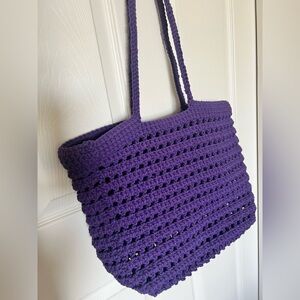 Purple Crochet Tote Bag